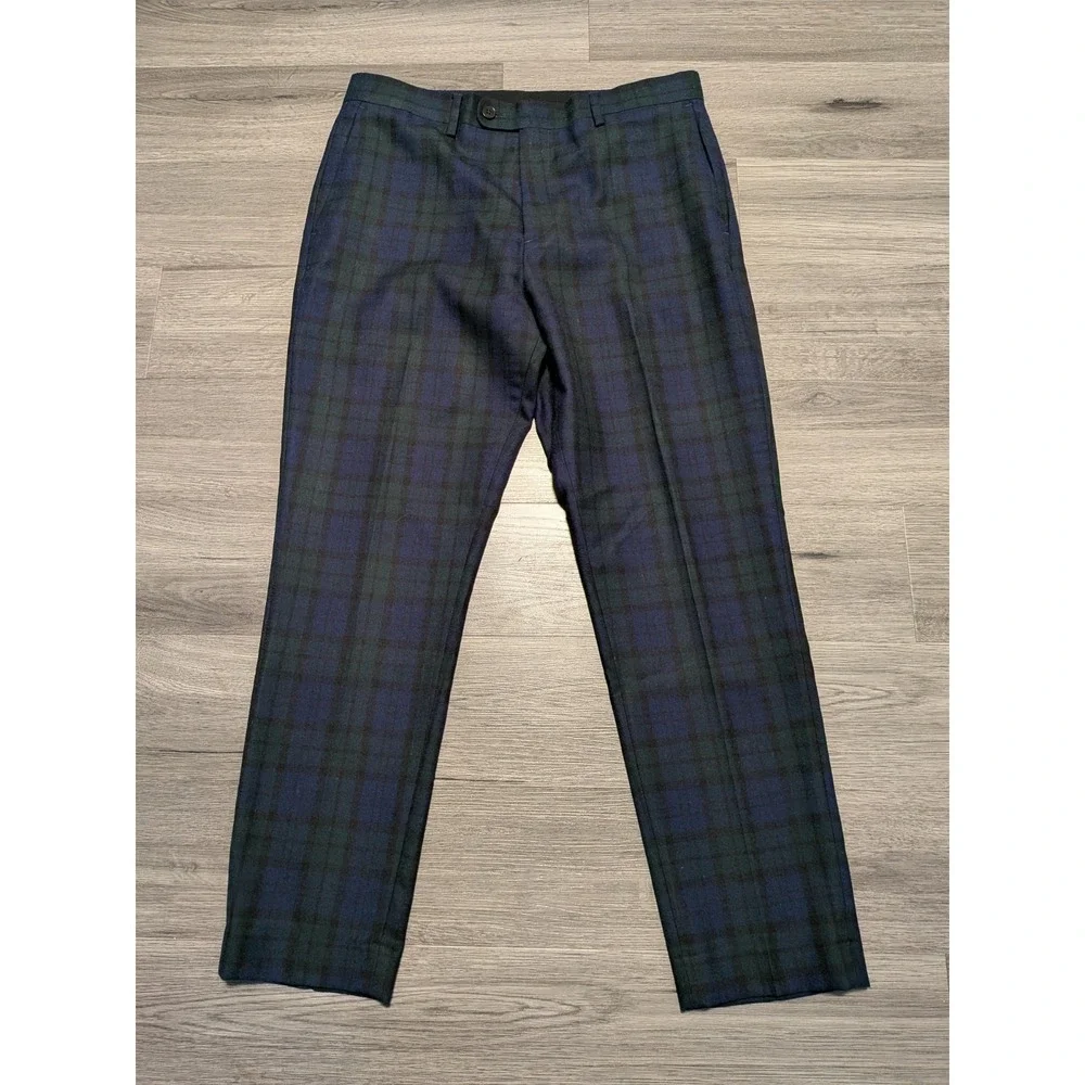 Banana Republic Men's 100% Wool Blackwatch Plaid Taper Fit Pant Size 33x30